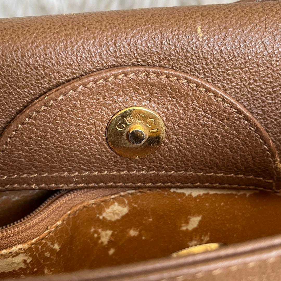 GUCCI ブラウン スエード トートバッグ バンブーハンドル