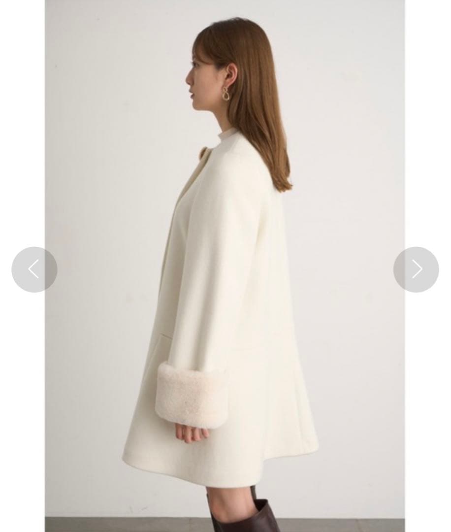 SNIDEL ビジューブローチAラインコート ホワイト - メルカリ