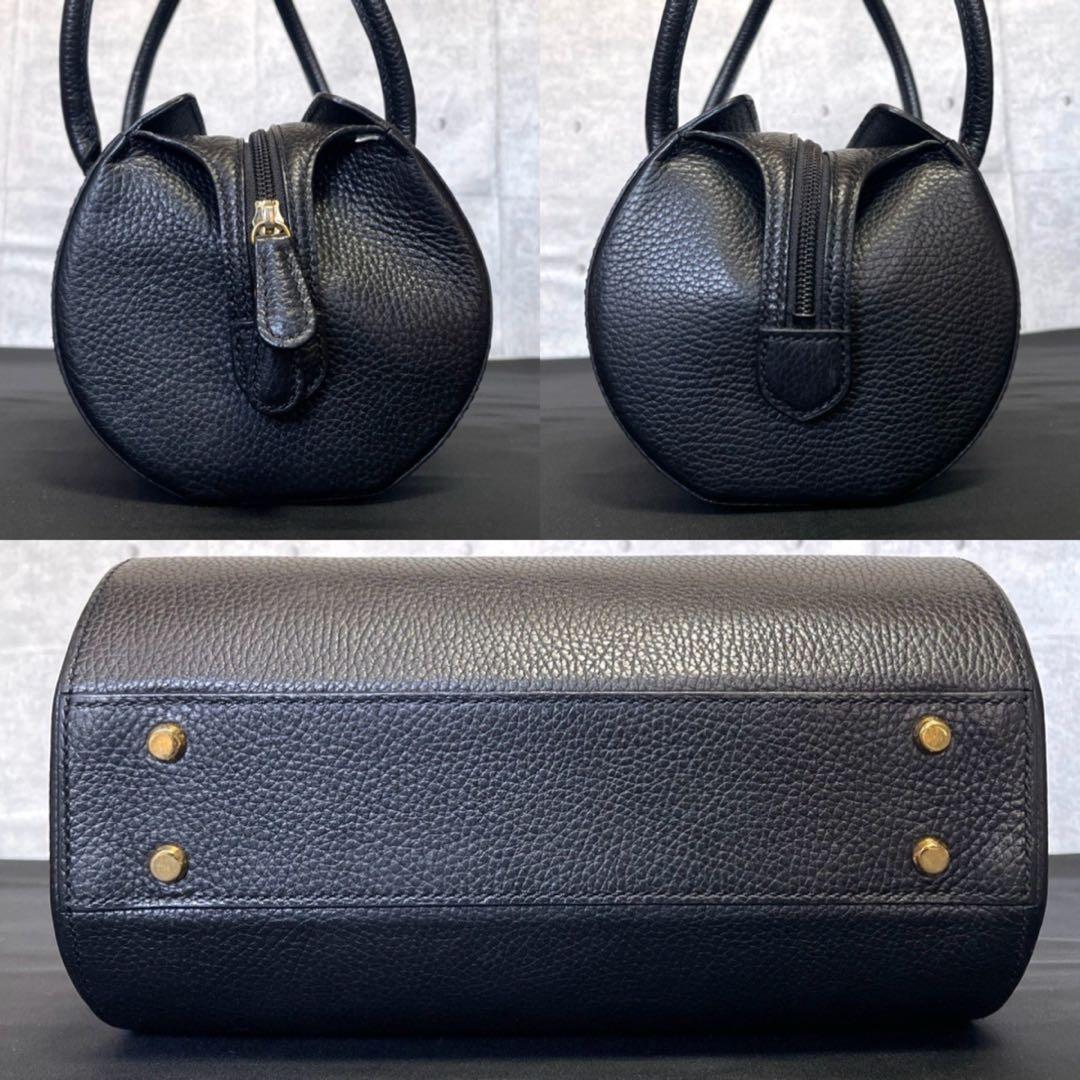 未使用級】WAKO 銀座和光 シボ革 ブラック ゴールド金具 ボストン