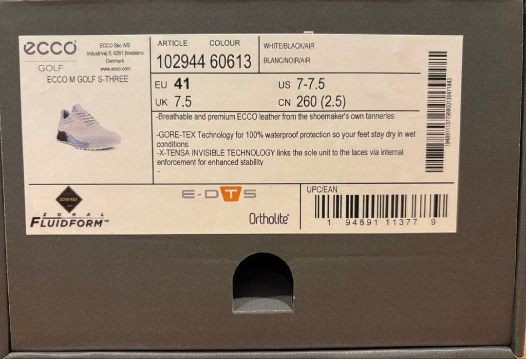 「エコーecco 26.0cm メンズ ゴルフシューズ Sスリー102944」