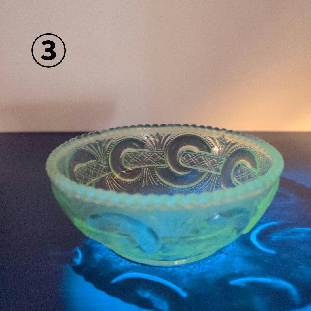 最終値下げ ウランガラス 渦つなぎ紋 鉢 3客