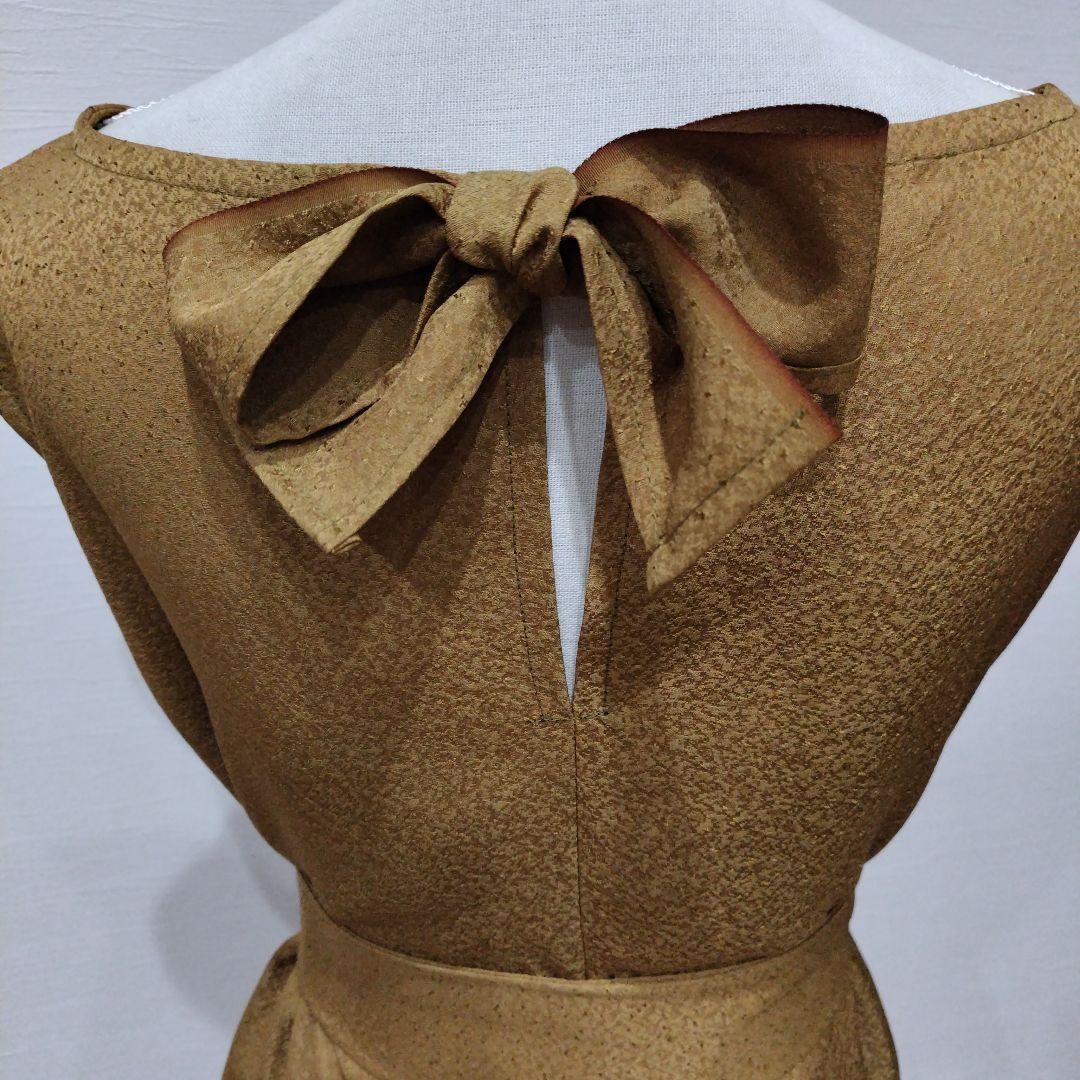 振袖 フレンチワンピースドレス リボン付き 福寿茶色 新品未使用品