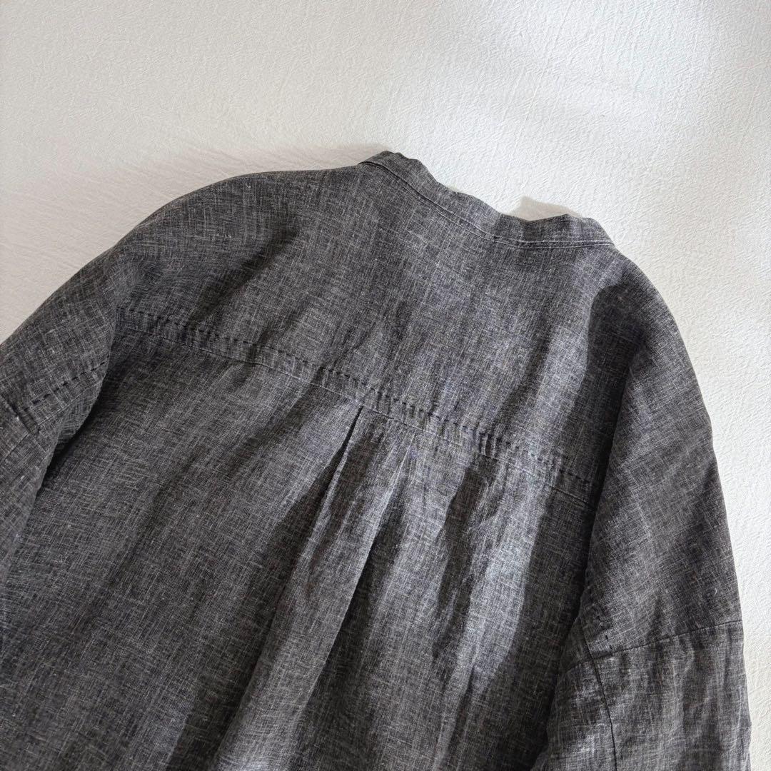 パドカレ pas de calais △∵コットンリネン バンドカラーシャツ