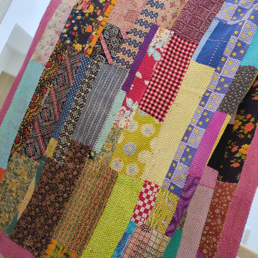 インド布 インテリア ラリーキルト カンタキルト ラグ マルチカバー