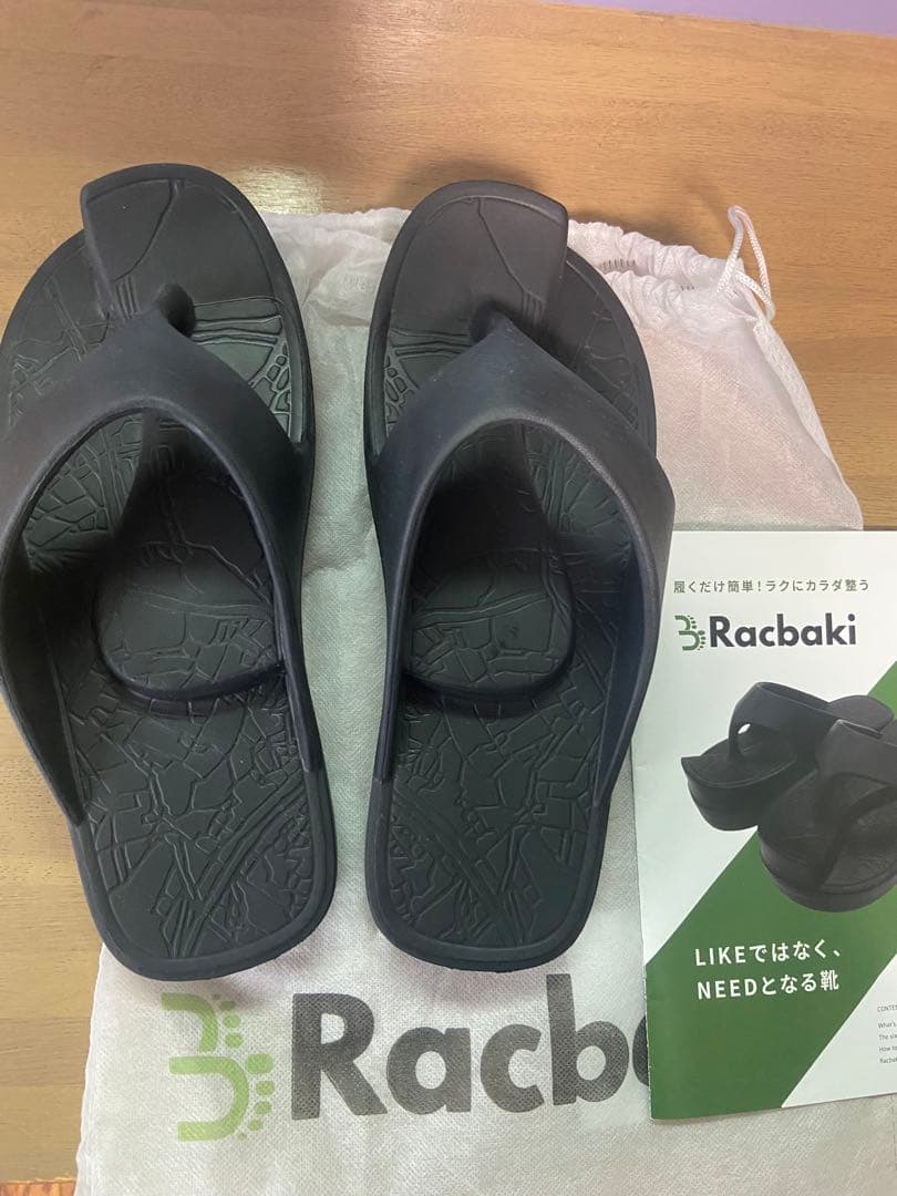 Racbaki ブラックサンダル 収納袋付き L size