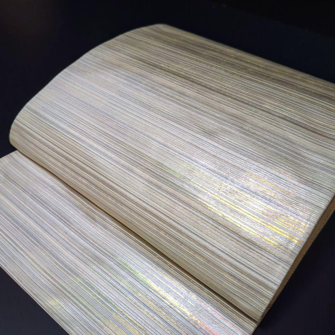 H-691 袋帯 正絹 六通 シンプル 縞模様