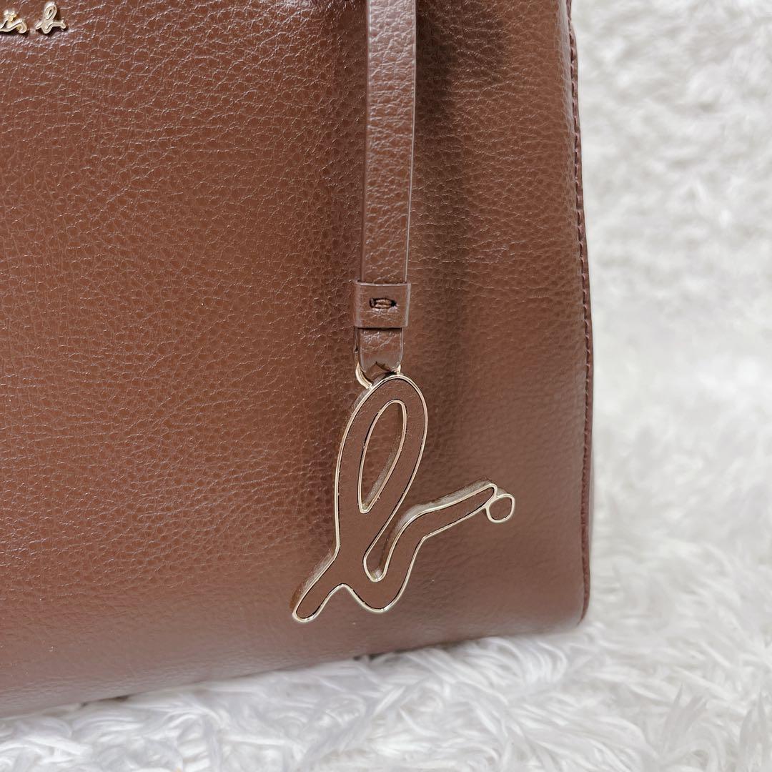 アニエスベー 2way レザーショルダーバッグ ブラウン チャーム ポーチ