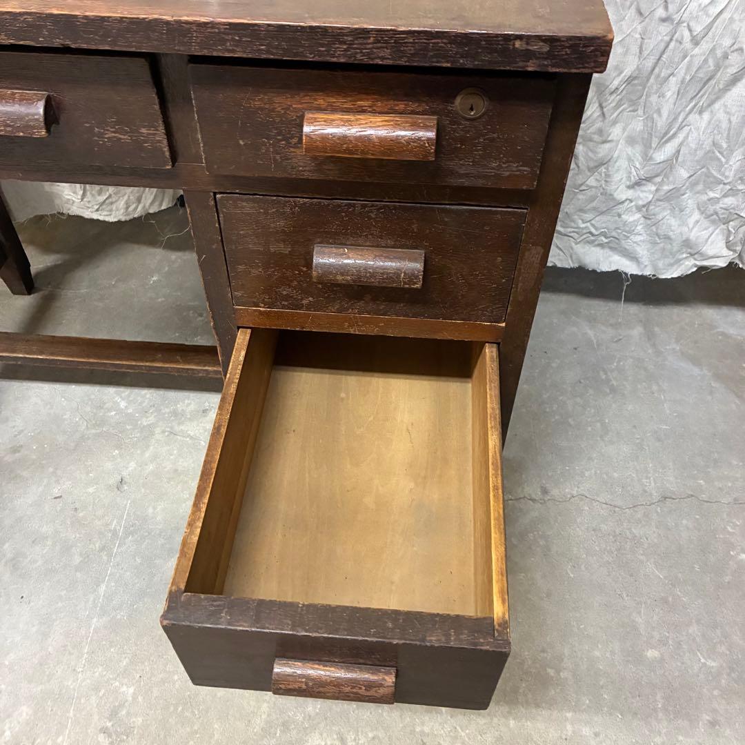 昭和レトロ片袖机 ビンテージ/古道具/無垢材/書斎机/学習机/作業台