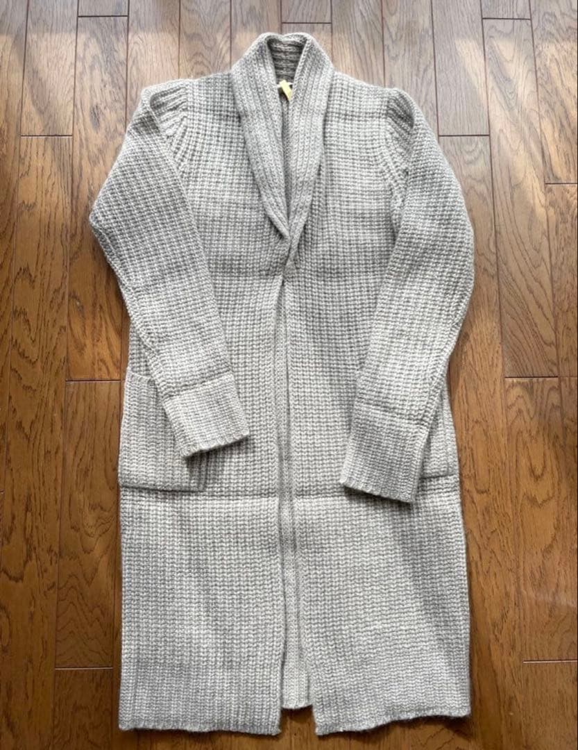 n100 グレー ロングカーディガン n100（エヌワンハンドレッド） *ファインカシミヤニットロング