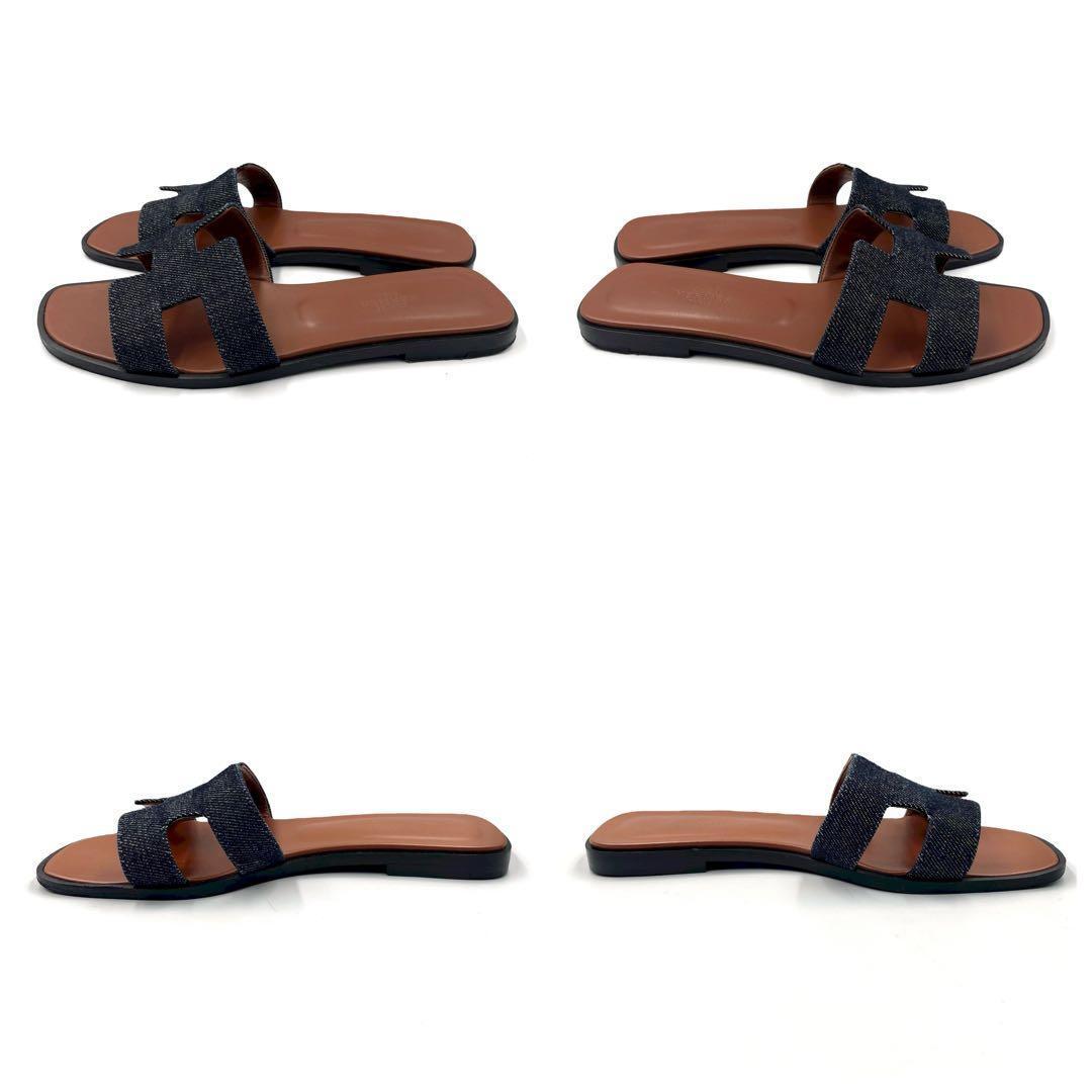 《未使用級》HERMES エルメス オラン サンダル デニム 36 1/2