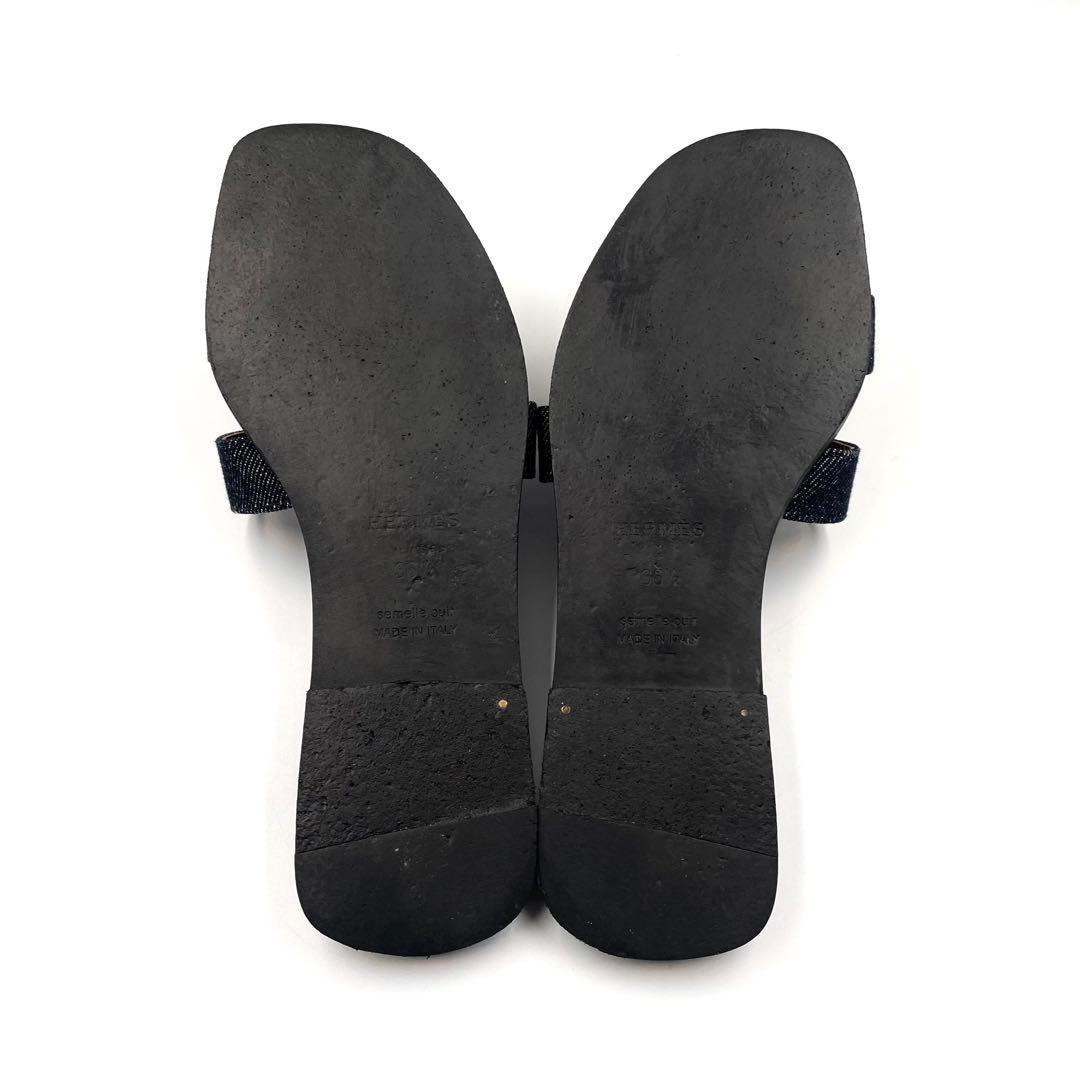 《未使用級》HERMES エルメス オラン サンダル デニム 36 1/2