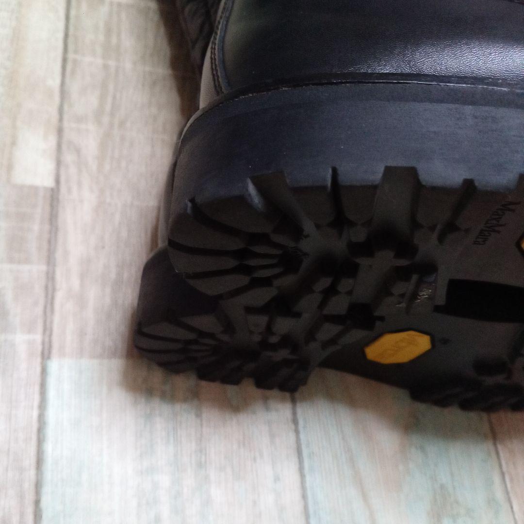 美品 MAXMARA 23.0 ブーツ マックスマーラ ブラック レザー ダウン