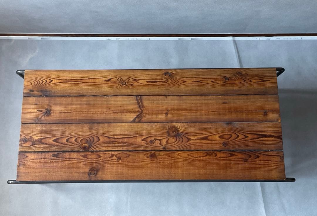 テーブル ローボード ヴィンテージ スチール & ウッドトップ