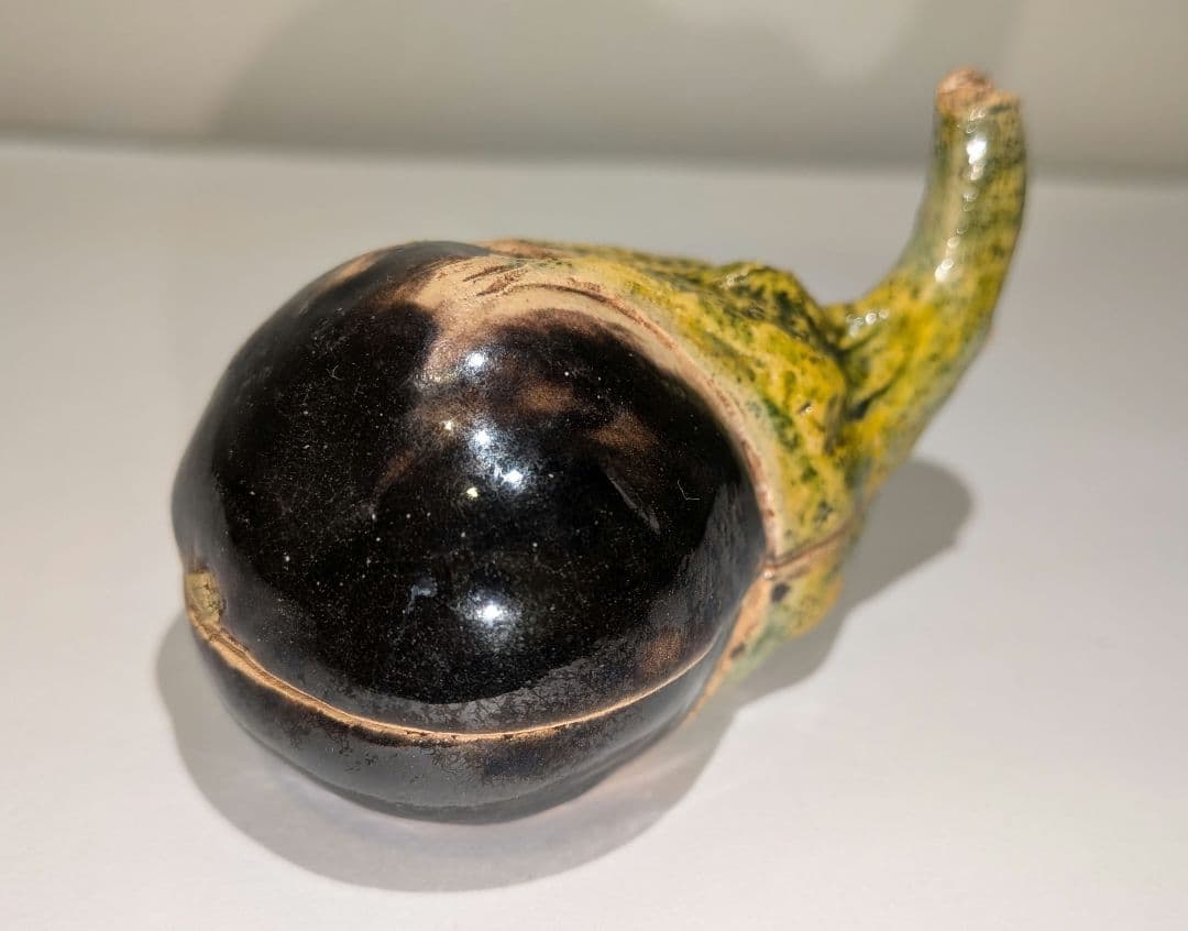 佐々木二六』三代松柏庵 茄子割 香合 愛媛 二六焼 茶道具 共箱