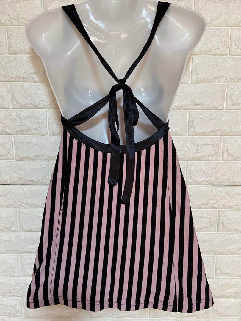 ★レア★　グラマラスジェーン　ストライプ胸元フリルキャミ　ピンク×黒　平成ギャル