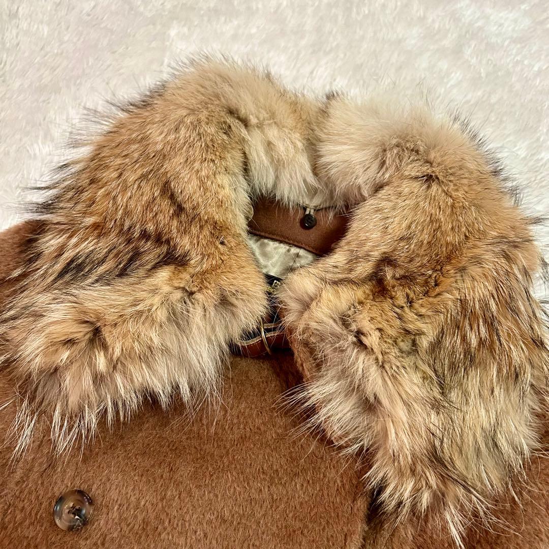 美品⭐︎BACCA シャギー ピーコート アンゴラ混 リアルファー襟付き