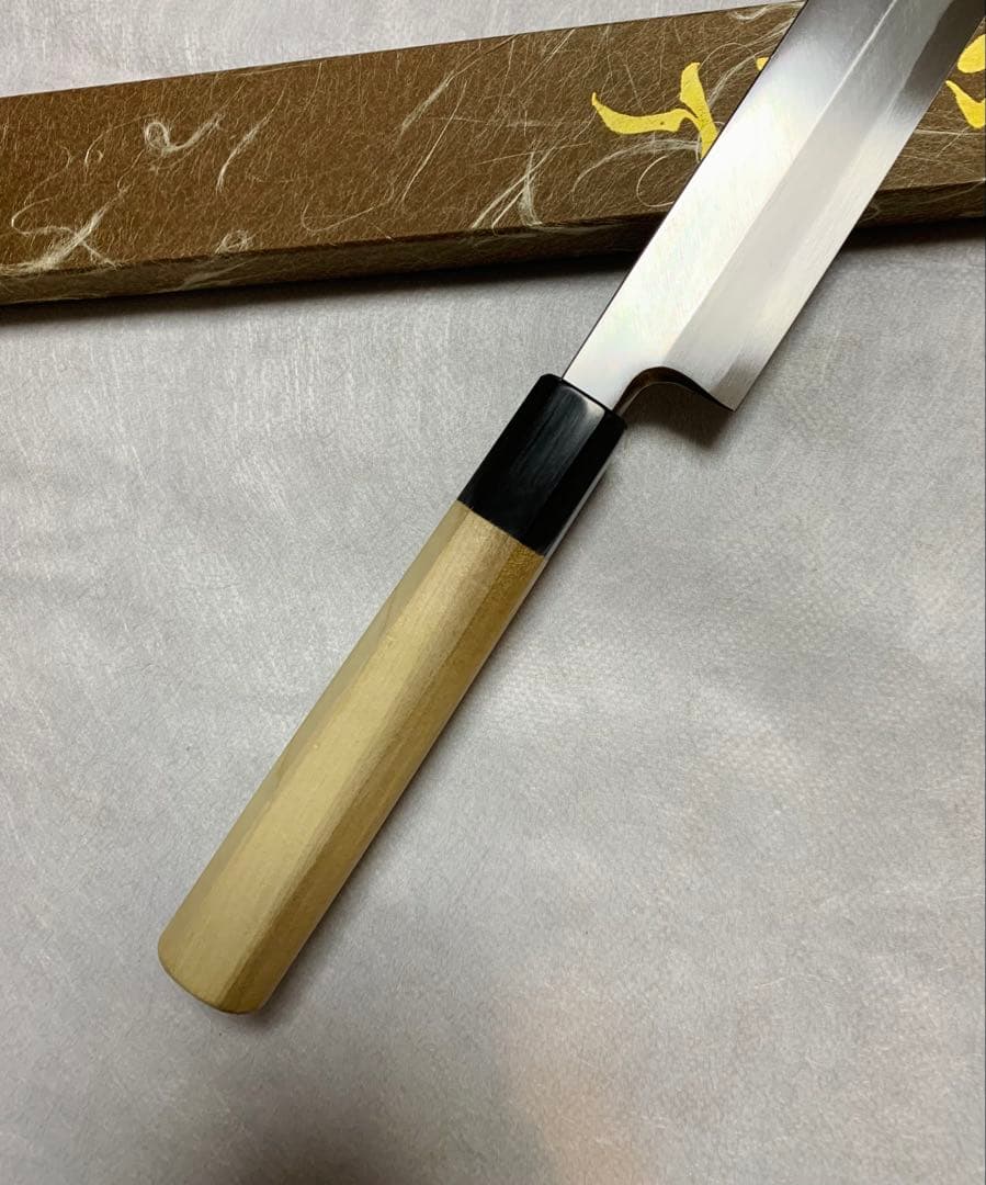 堺打刃物 刺身 柳刃 包丁 青鋼 本鍛錬 水牛八角柄 鞘付き - メルカリ