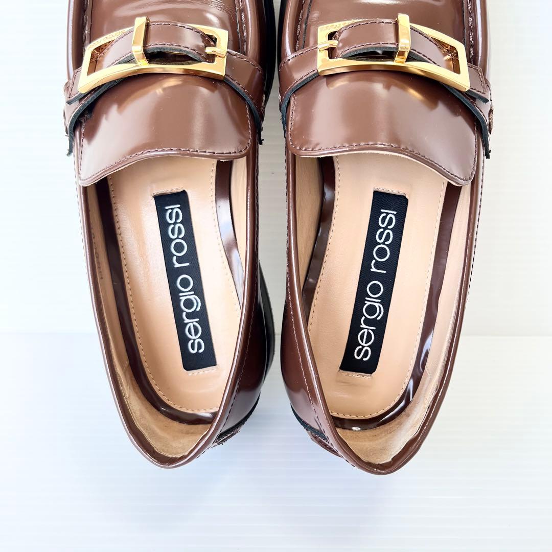極美品✨ セルジオロッシ SR NORA ローファー ブラウン バックル 23