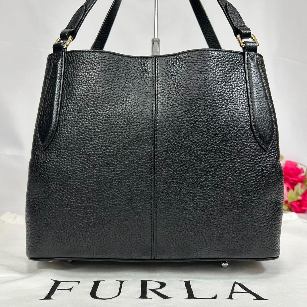 極美品/付属品完備】フルラ 2way ダフネ ショルダーバッグ レザー 黒