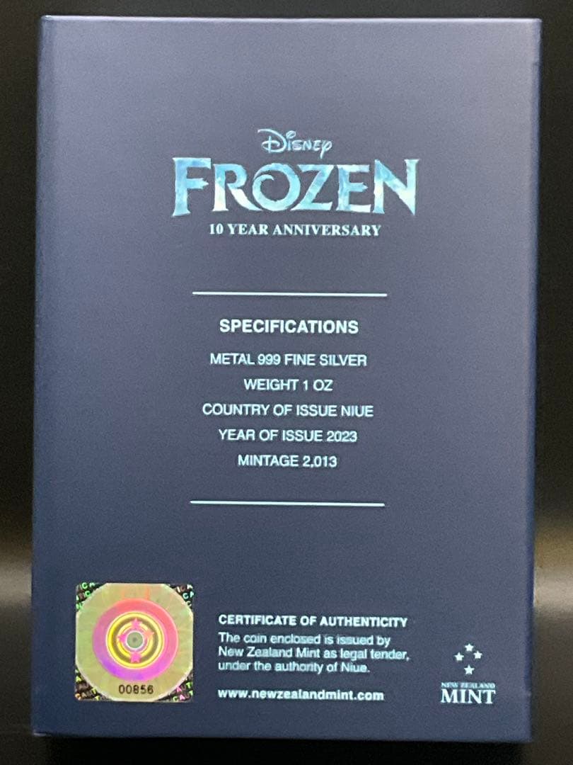 2023年ディズニー・フローズン10周年記念 エルサ 1オンス プルーフ銀貨