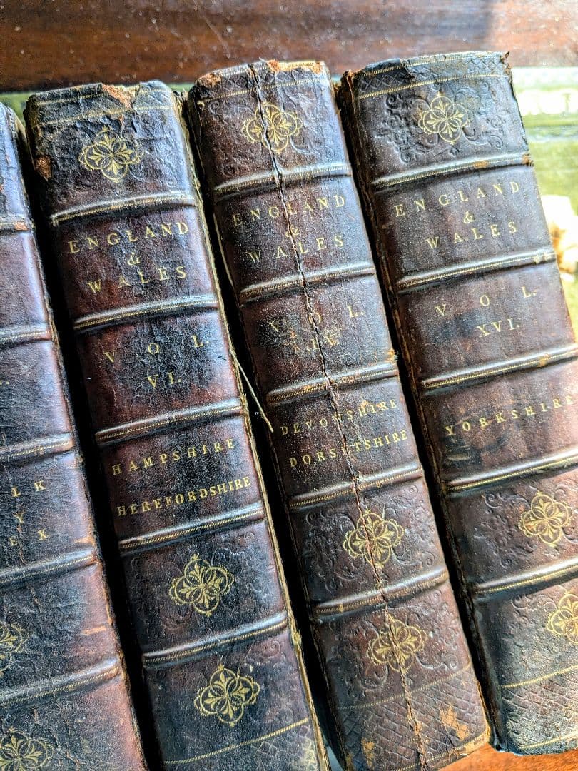 まるで貴族の書斎に飾られていたような、重厚なアンティーク本セット