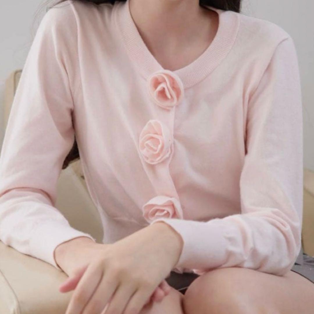 Treat Ürself ローズカーディガン pink rose motif lame knit cardigan – Treat Ürself