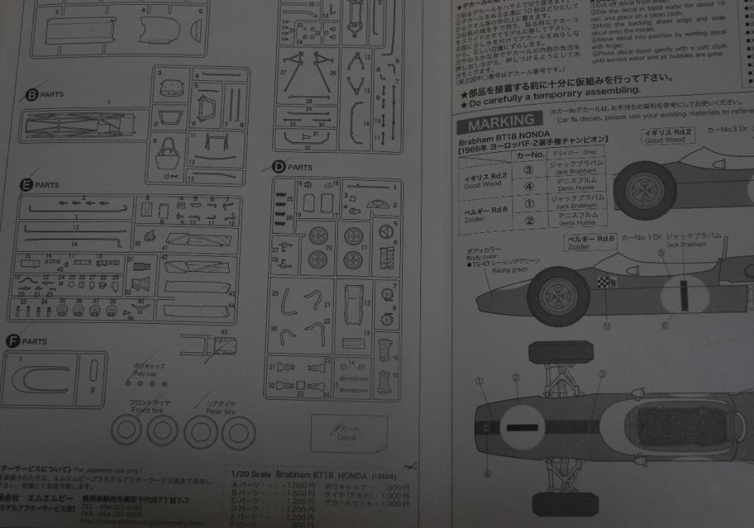 貴重 エブロ製 ブラバムBT18ホンダ（F2）1/20 プラモデル未組立 未