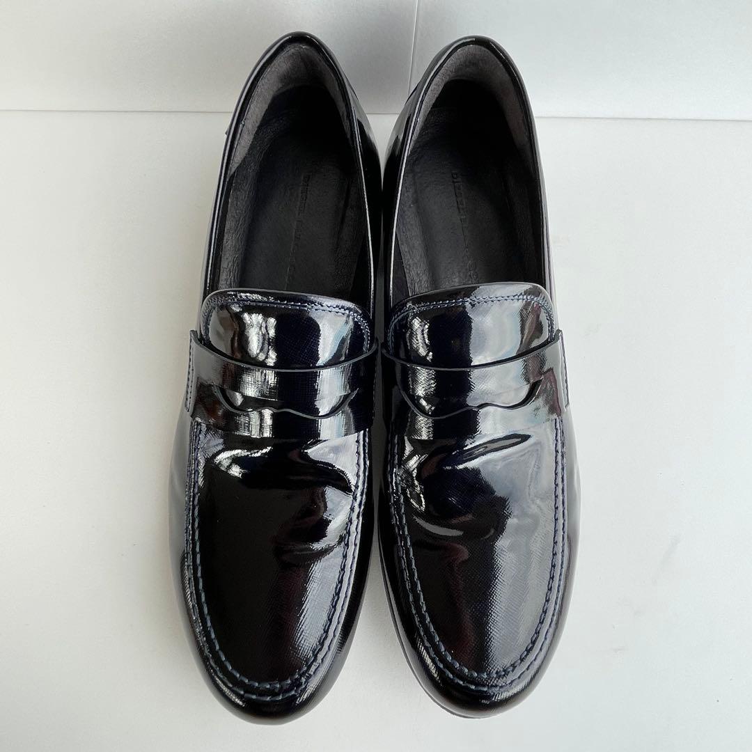 DIESEL BLACK GOLD エナメル レザー ローファー 靴 黒 27 - メルカリ