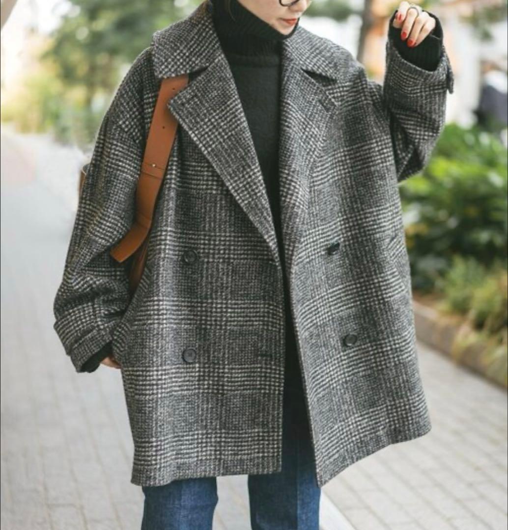 【極美品】Spick & Span Wスライバーチェックハーフコート　36 中古・古着通販】Spick and Span (スピックアンドスパン) Wスライバー