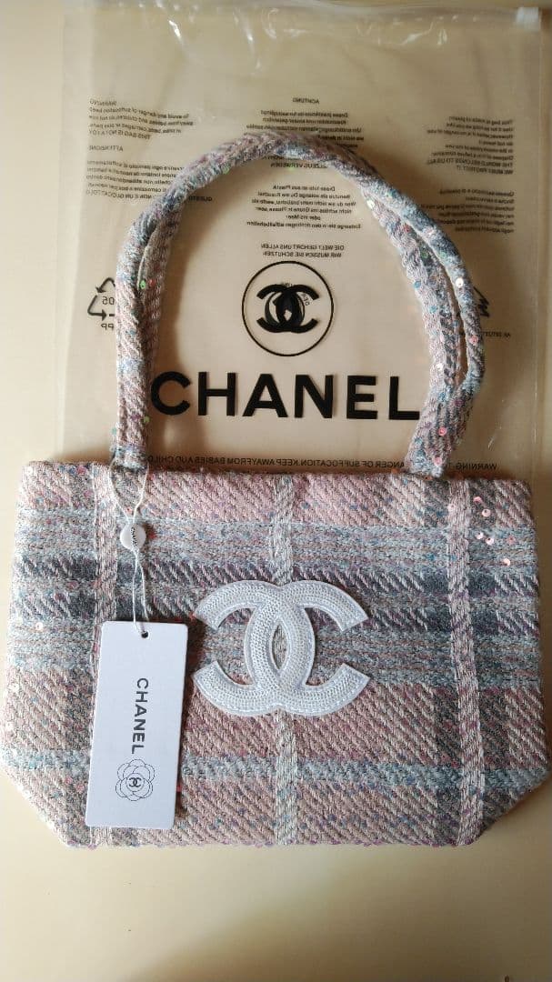CHANELビューティーノベルティツイードスパンコールトートバック