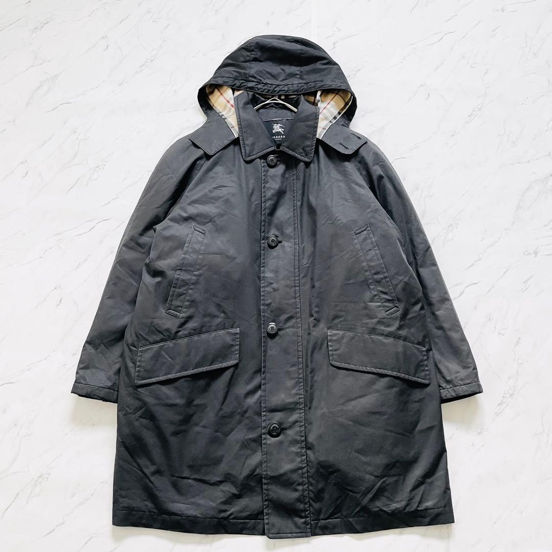 バーバリー モッズコート ダウンライナー付き ノバチェック フード付き