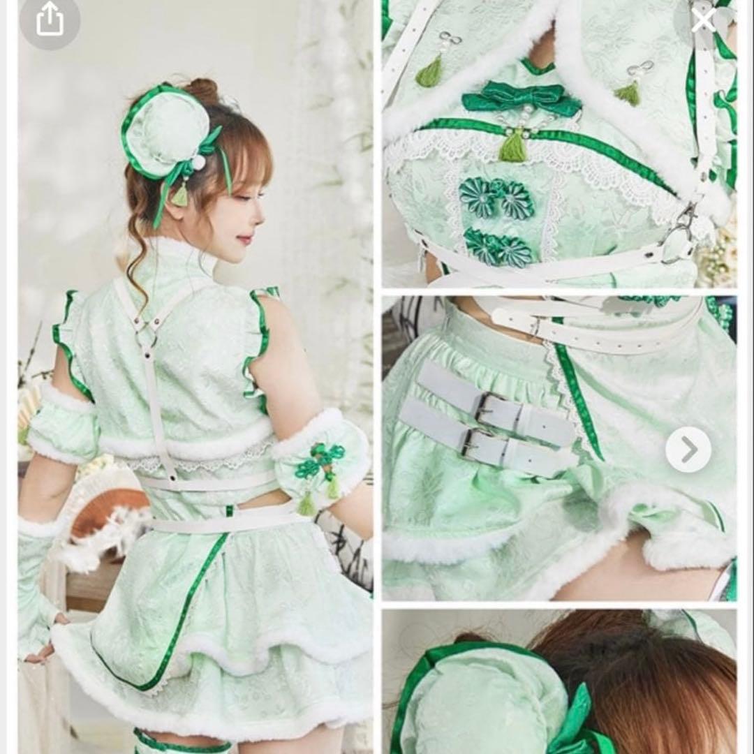 malymoon もこもこハーネスチャイナ ミントグリーン チャイナ服 メイド