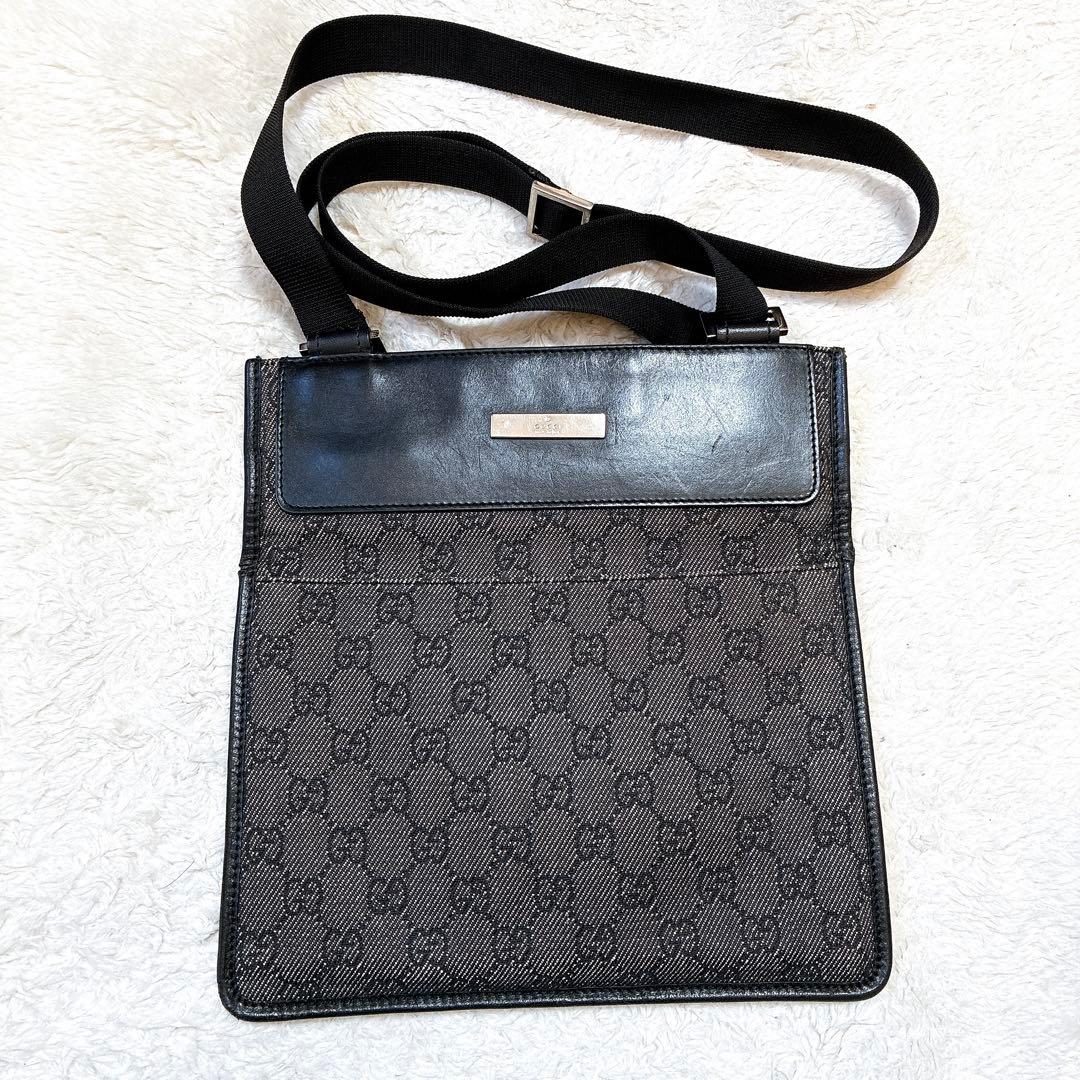 グッチ　サコッシュ　ショルダーバッグ　ナイロン　レザー　黒 楽天市場】GUCCI グッチ ショルダーバッグブラック GGナイロン斜め掛け