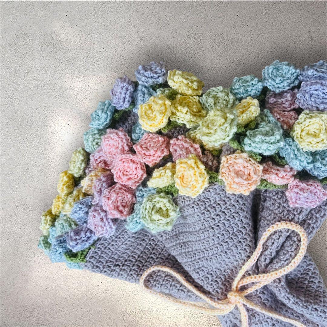 花束ブランケット　レインボーローズ×くすみピンク 花束ブランケット レインボーローズ×くすみピンク 花束ブランケット