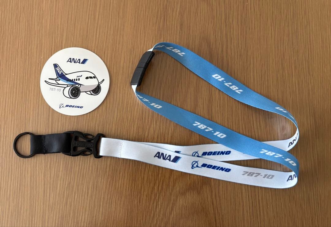 ANA 787-10 初就航 搭乗記念品 ネックストラップ ステッカー セット ANA ボーイング787就航記念 特別フライト 搭乗証明書 ストラップ 787