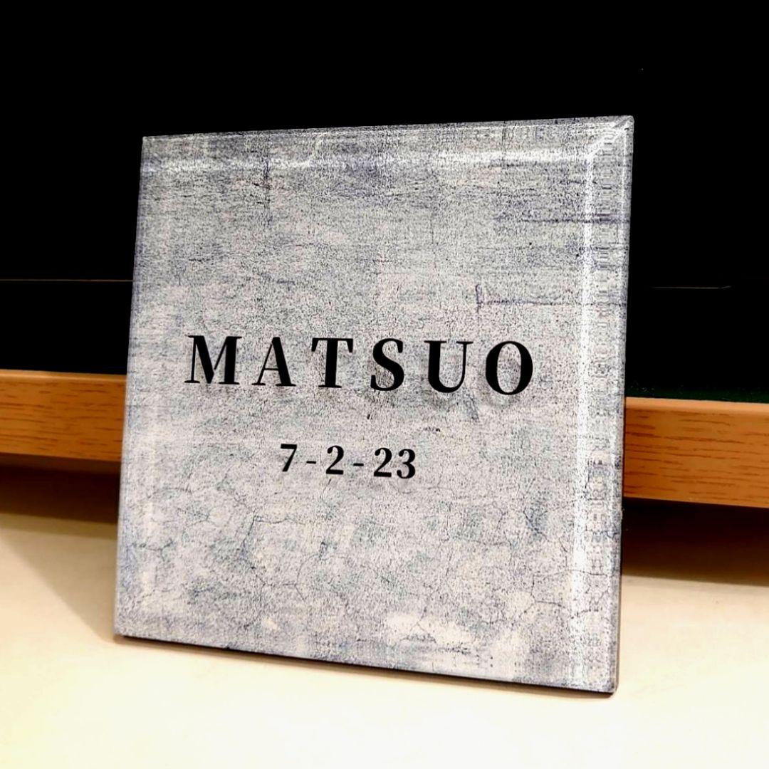 コンクリート・ペイント調アクリル表札＊透明4辺45度斜めカット