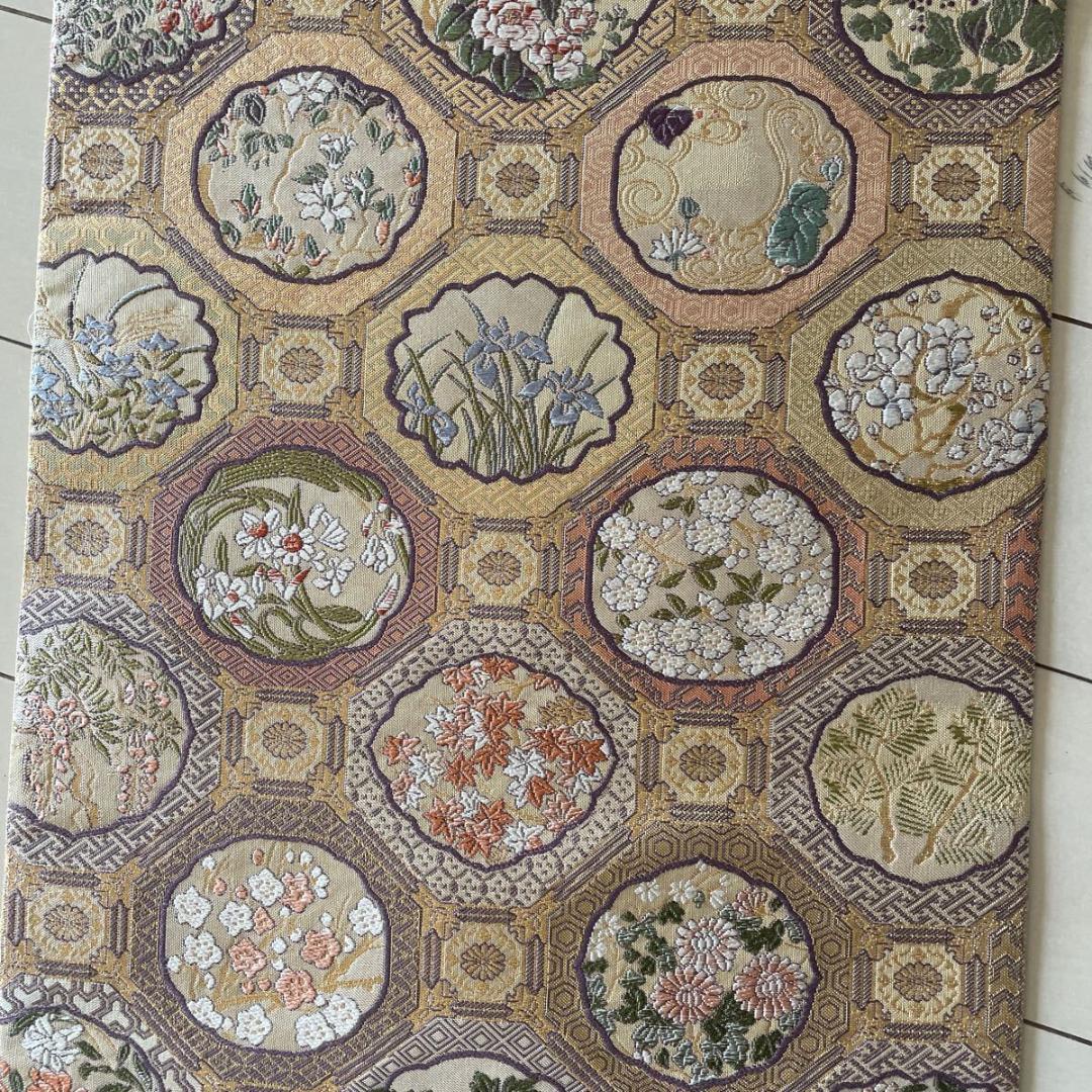 す*か様 ■C644■美品■正絹■リバーシブル　全通　燭光文様　荒磯花兎名物裂文