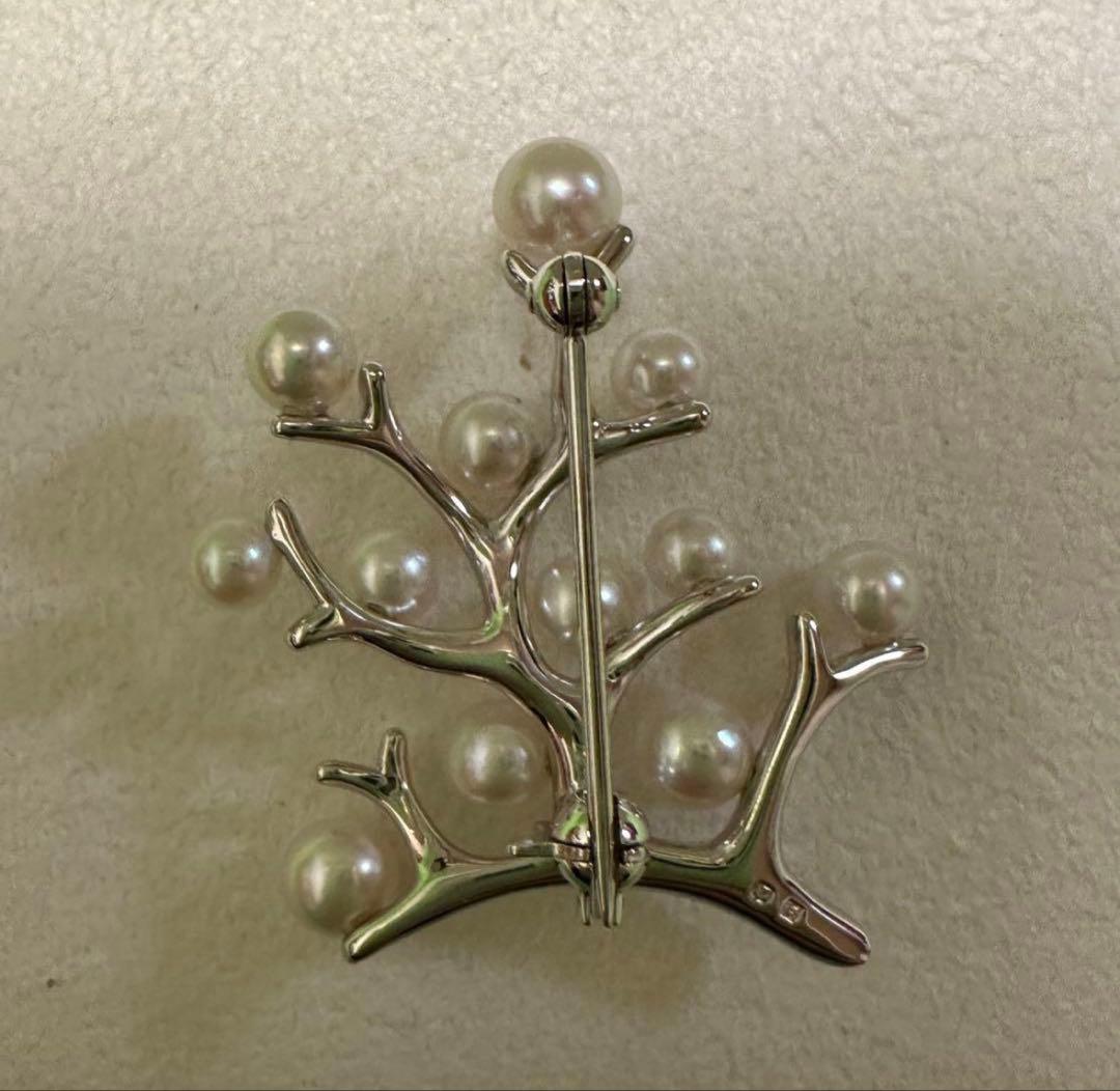 MIKIMOTO ミキモト 幸福の木 シルバーパールブローチ☆ラージサイズ