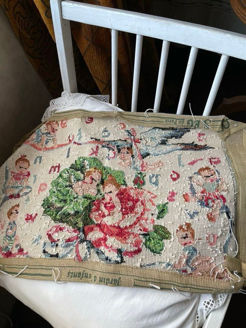 アメリ様専用アンティーク サンプラー アルファベット 刺繍 プチポアン