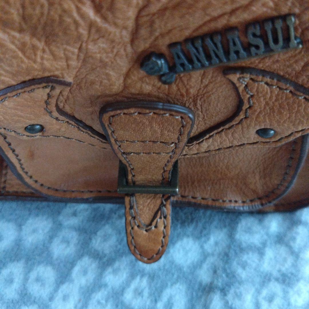 ANNA SUI ブラウンレザーショルダーバッグ - メルカリ