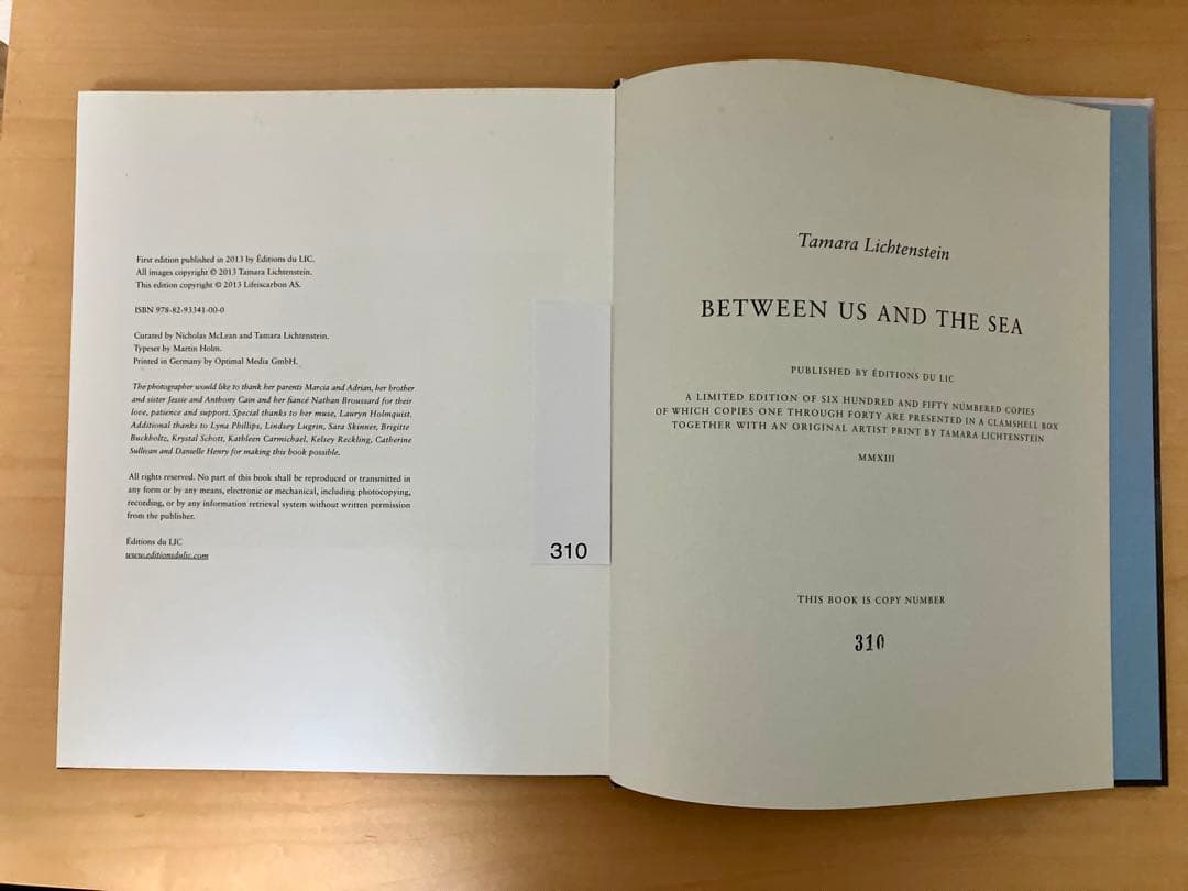 タマラ・リキテンスタイン写真集　限定650部内310番