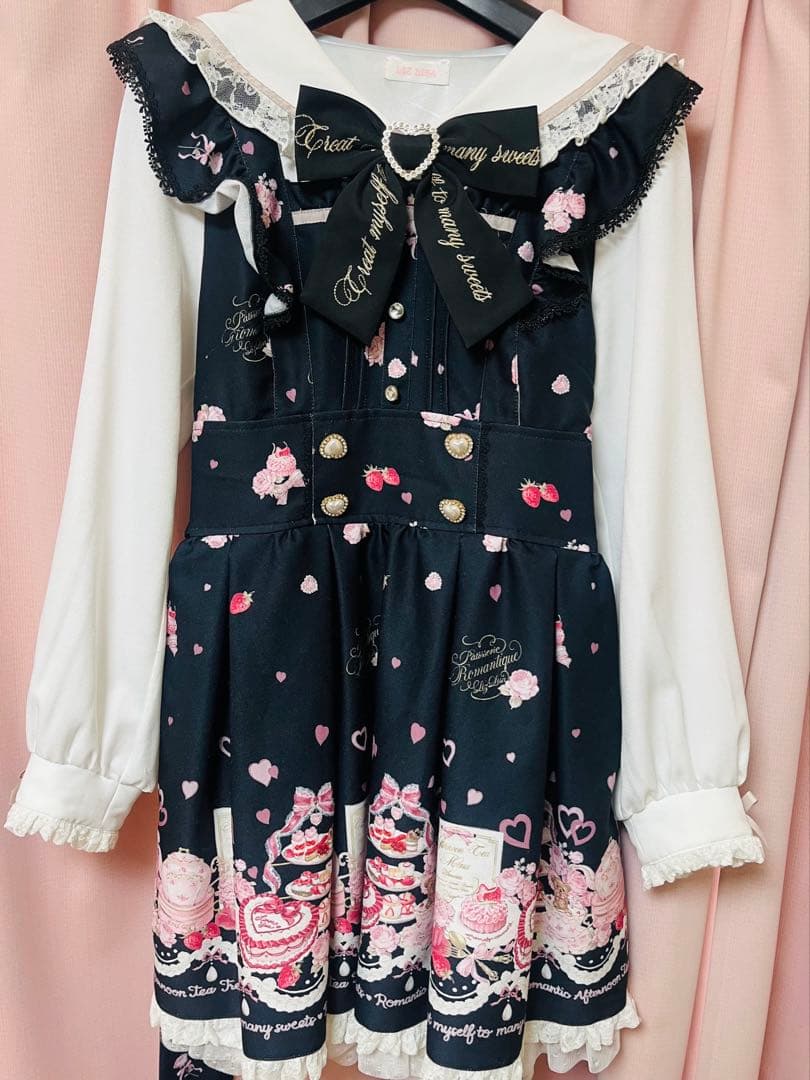 LIZLISA アフタヌーンティー柄 ワンピース 黒 - メルカリ