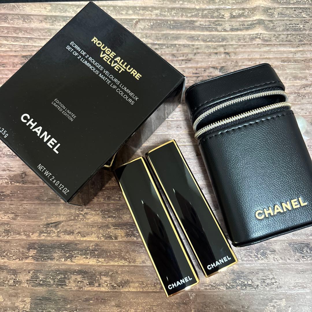 CHANEL ROUGE ALLURE VELVETS ケース付き♡サンプル4点 CHANEL Rouge Allure Velvet Les Perles Set of 4 Luminous Matte Lip