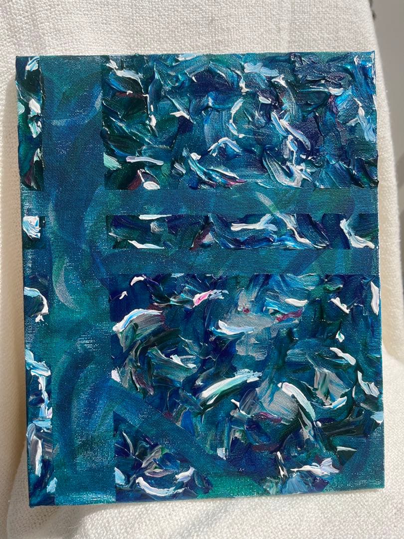 アクリル画 月と桔梗 アクリル画 月と桔梗