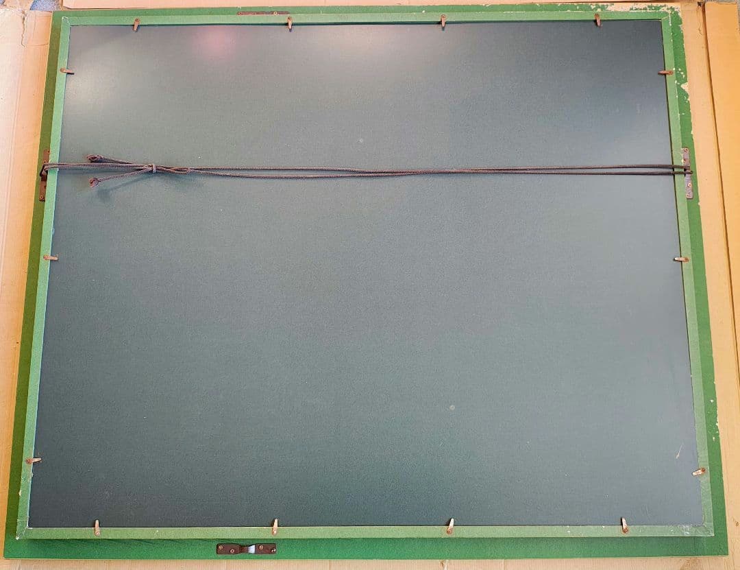 送料込】F30号 大型 油彩額縁 アクリル板 風景画付 空色と銀系 107cm