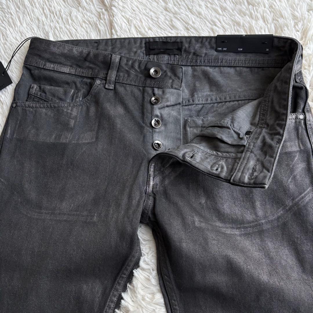 未使用タグ付) ディーゼルブラックゴールド コーティング デニムパンツ