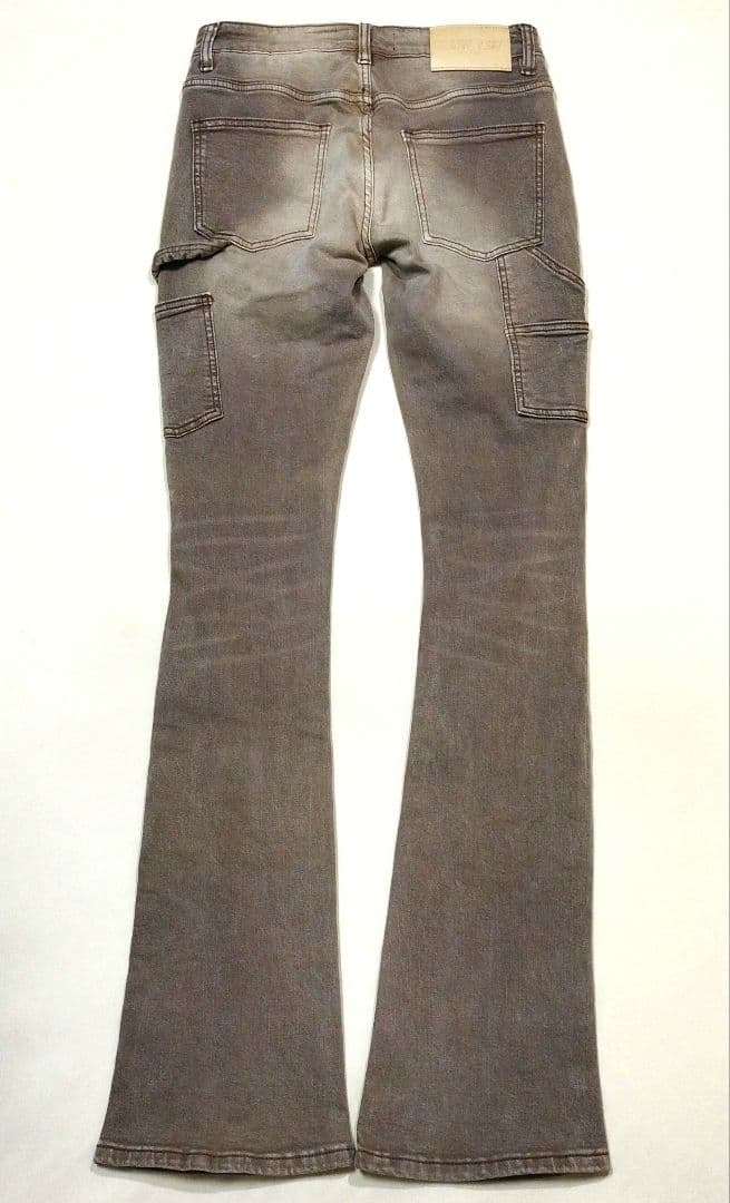 ESNTL LABハードダメージフレアデニムパンツビンテージ加工茶系30