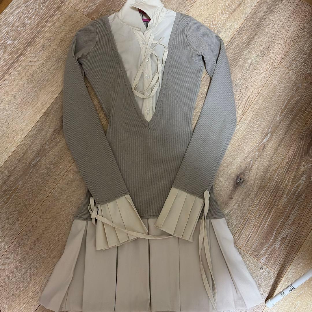 Darich シャツドッキングプリーツミニワンピース GRY FL - メルカリ