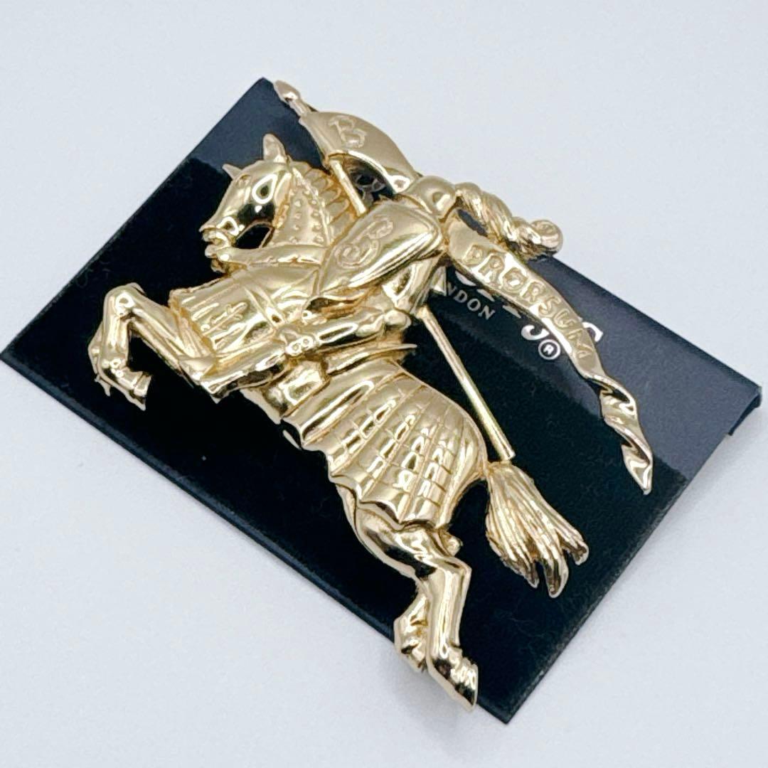 希少✨バーバリー ブローチ ゴールド ホースマーク 金 ピン ロゴ