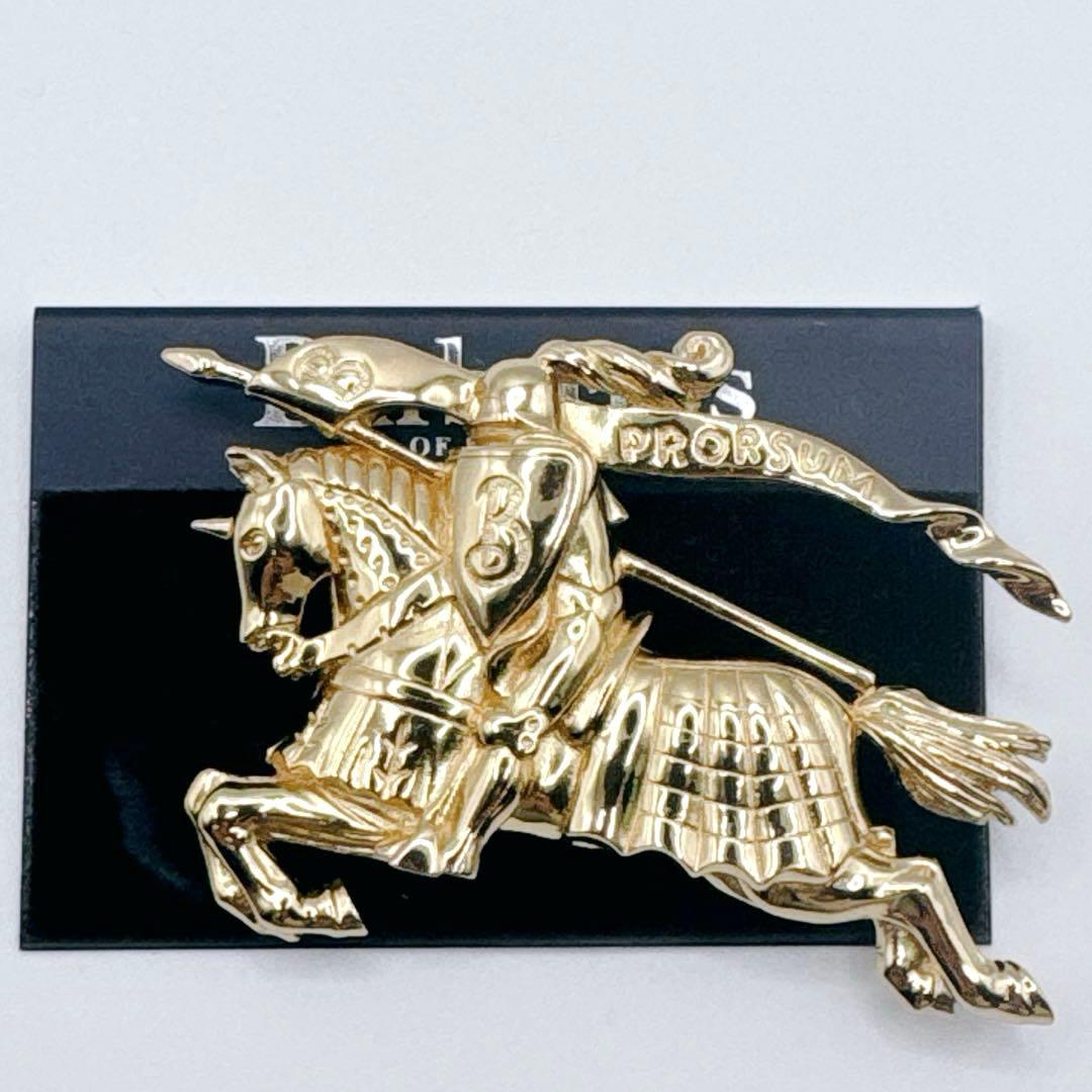 希少✨バーバリー ブローチ ゴールド ホースマーク 金 ピン ロゴ